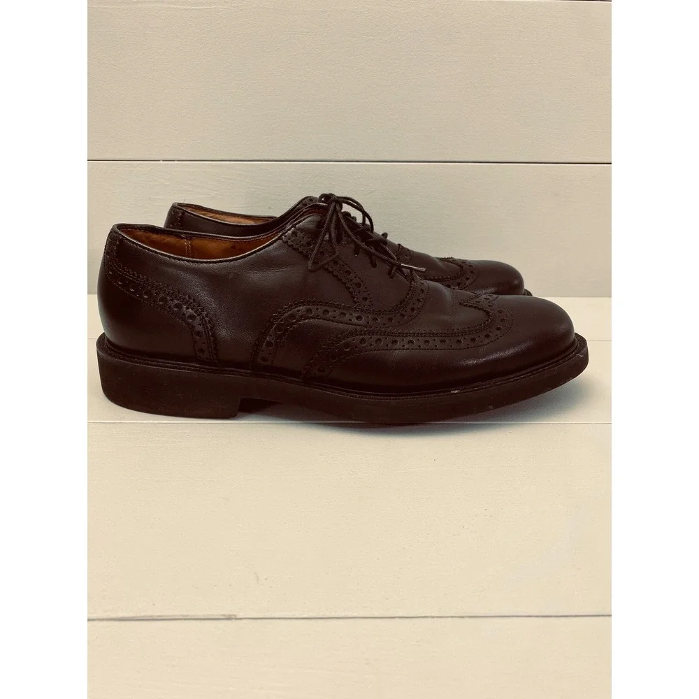 Florsheim Comfortech Wingtip Oxfords Shoes Mens 8 3E‎ Black Leather Vibram 20393